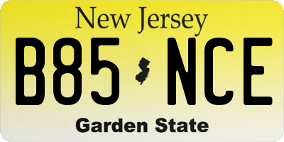 NJ license plate B85NCE