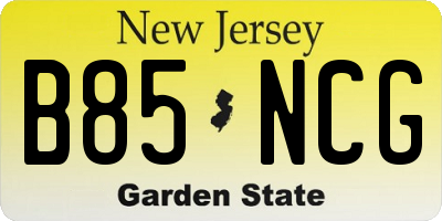 NJ license plate B85NCG