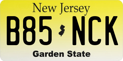NJ license plate B85NCK