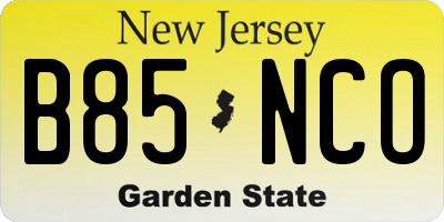 NJ license plate B85NCO