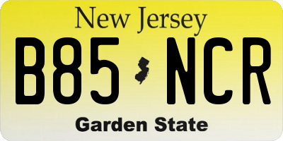 NJ license plate B85NCR