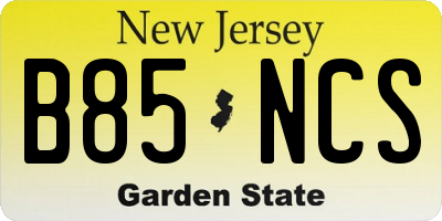 NJ license plate B85NCS