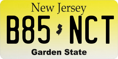 NJ license plate B85NCT