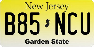 NJ license plate B85NCU