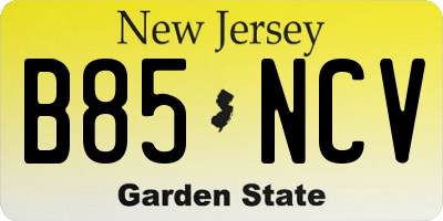 NJ license plate B85NCV