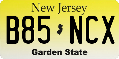 NJ license plate B85NCX