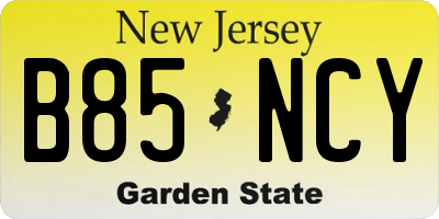 NJ license plate B85NCY