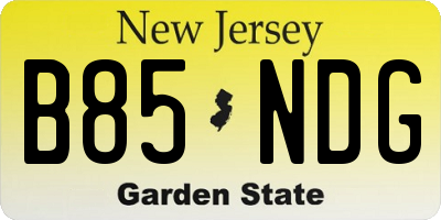 NJ license plate B85NDG