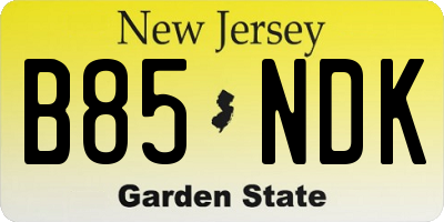 NJ license plate B85NDK