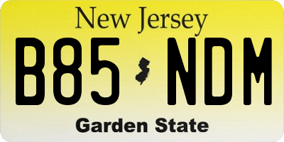 NJ license plate B85NDM