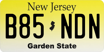 NJ license plate B85NDN