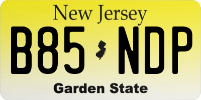 NJ license plate B85NDP