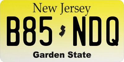 NJ license plate B85NDQ