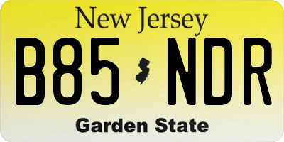 NJ license plate B85NDR