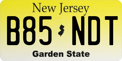 NJ license plate B85NDT