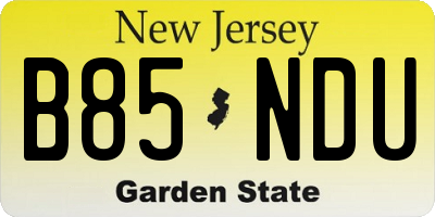 NJ license plate B85NDU