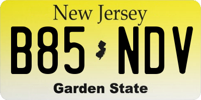 NJ license plate B85NDV