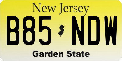 NJ license plate B85NDW