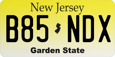 NJ license plate B85NDX
