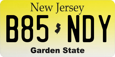 NJ license plate B85NDY