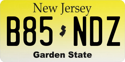 NJ license plate B85NDZ