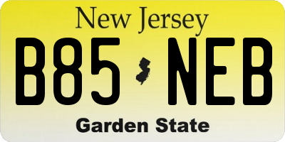 NJ license plate B85NEB