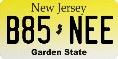 NJ license plate B85NEE