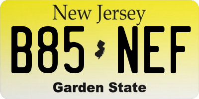 NJ license plate B85NEF