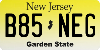 NJ license plate B85NEG