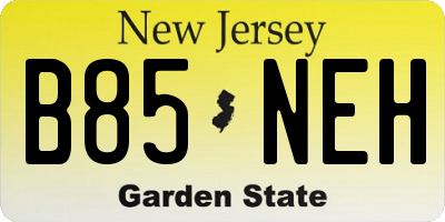 NJ license plate B85NEH