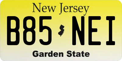 NJ license plate B85NEI