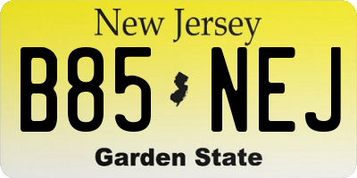 NJ license plate B85NEJ