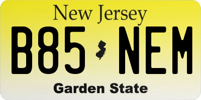 NJ license plate B85NEM