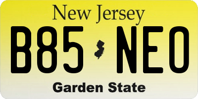 NJ license plate B85NEO