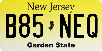 NJ license plate B85NEQ