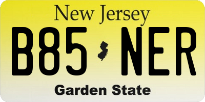 NJ license plate B85NER