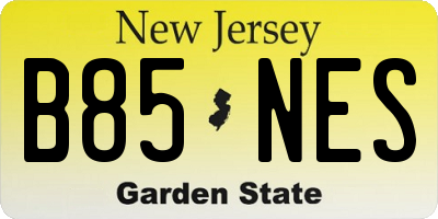 NJ license plate B85NES