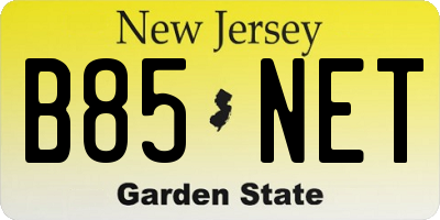 NJ license plate B85NET