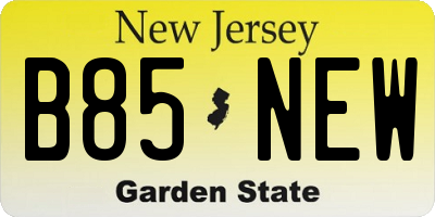 NJ license plate B85NEW