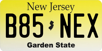 NJ license plate B85NEX