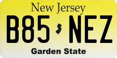 NJ license plate B85NEZ