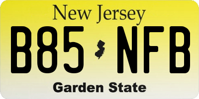 NJ license plate B85NFB