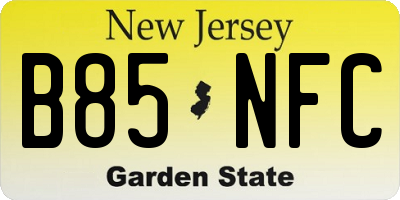 NJ license plate B85NFC