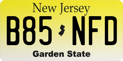 NJ license plate B85NFD