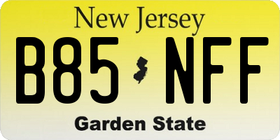 NJ license plate B85NFF