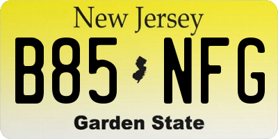 NJ license plate B85NFG