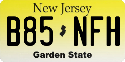 NJ license plate B85NFH