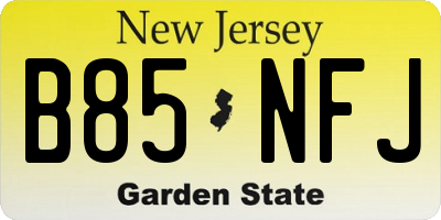 NJ license plate B85NFJ