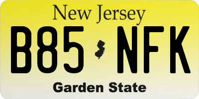 NJ license plate B85NFK