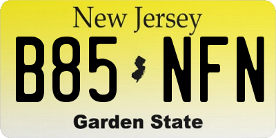 NJ license plate B85NFN